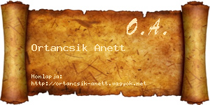 Ortancsik Anett névjegykártya